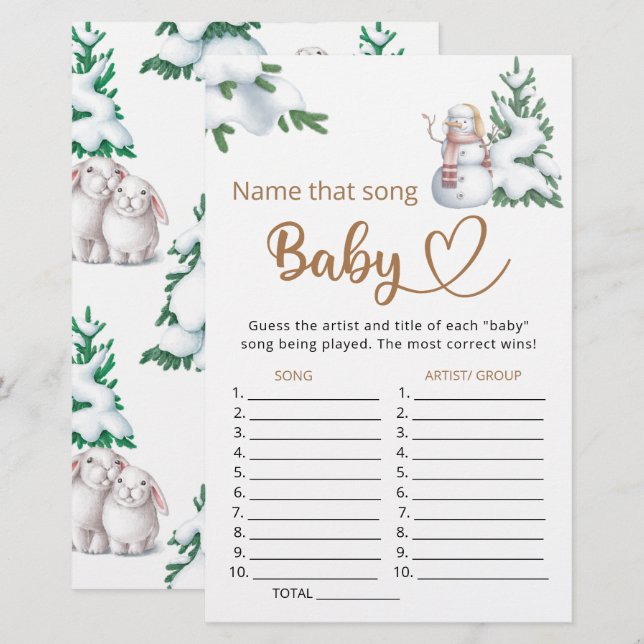 Name that song baby shower game (Front/Back)