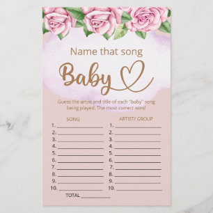 Name that song baby shower game