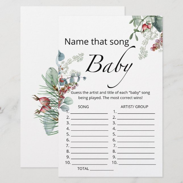 Name that song baby shower game (Front/Back)