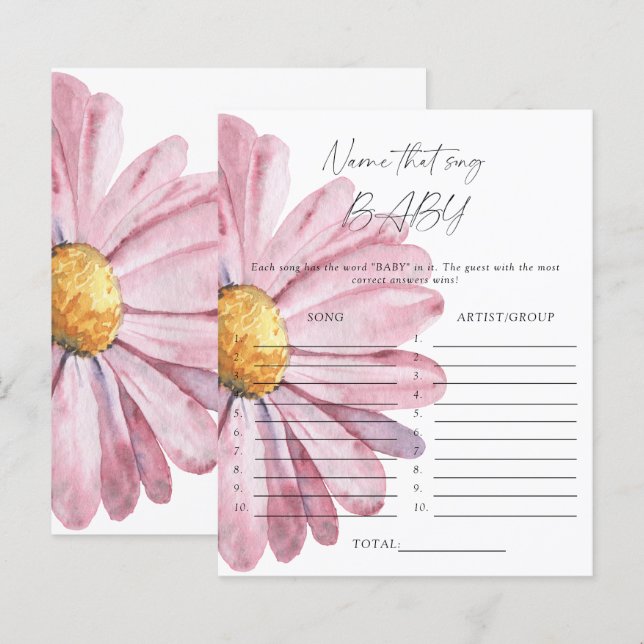 Name that song baby shower game - daisy (Front/Back)
