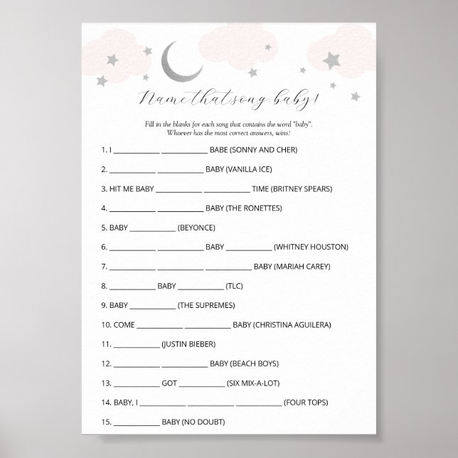 Name that Song Baby Shower Game  Poster (Front)