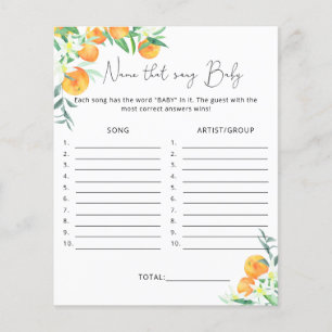 Name that song \ Little cutie baby shower game