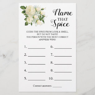 Name that Spice Bridal Shower Game Card