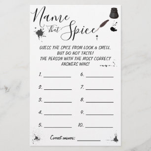 Name that Spice Pen & Inkwell Game Card