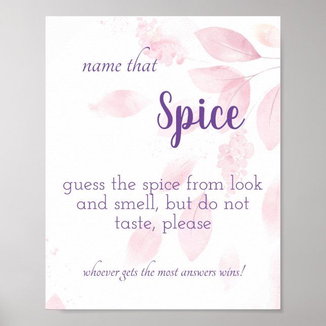 Name that Spice - Pink Watercolor Poster (Front)