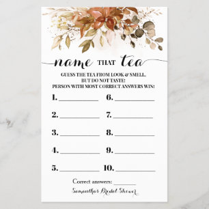 Name that Tea Autumn Eucalyptus Shower Game Card