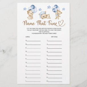 Name That Tune Teddy Bear Boy Baby Shower