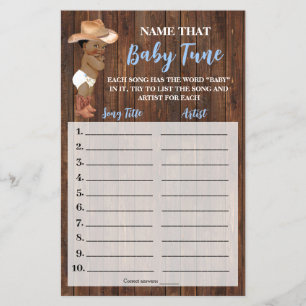 Name the Baby Tune AA Cowboy Shower Game Card