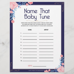 Name The Baby Tune [Floral Frame] Custom Letterhead