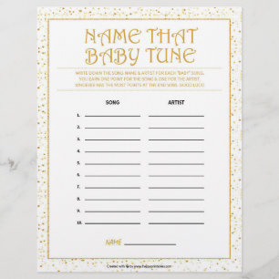 Name The Baby Tune [Golden Sparkles] Custom Letterhead
