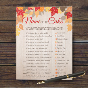 Name The Cake Fall Shower Party Game Pack Notepad