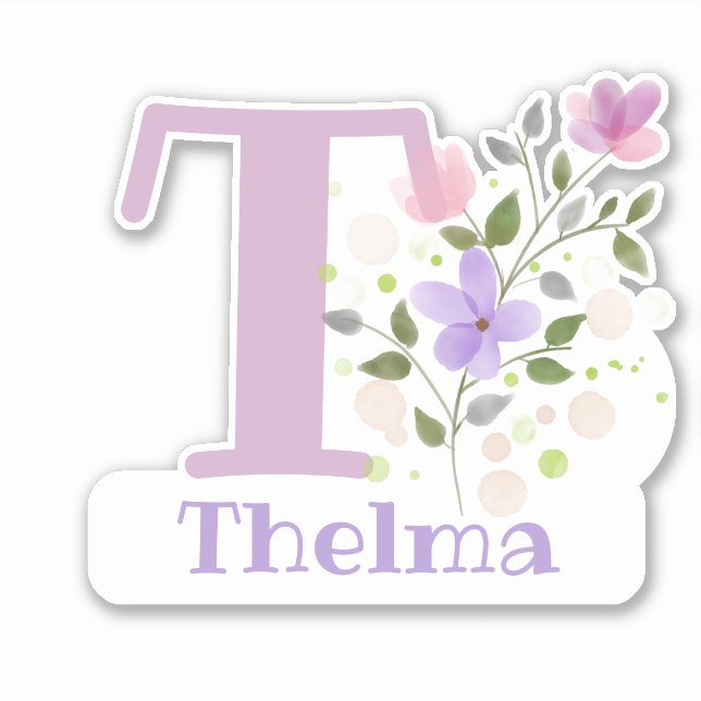 Name Thelma with the Letter T Sticker Cut-Out (Front)