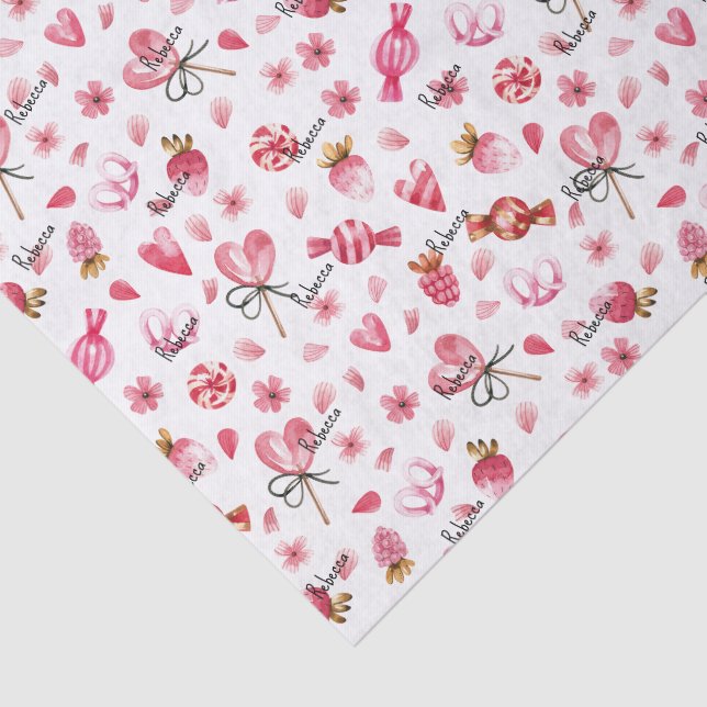 Name, Tissue Paper (3) Candy Valentines Day Sheets (Detail)