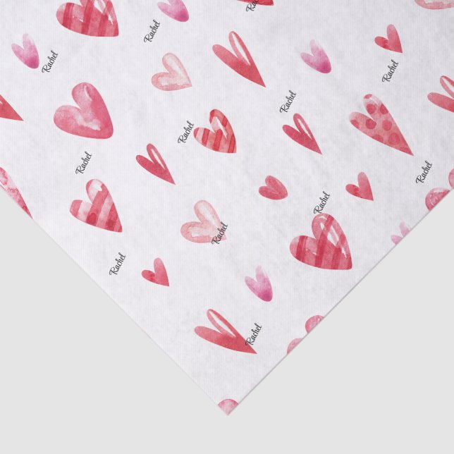 Name, Tissue Paper (3) Heart Candy Valentines (Detail)