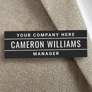 Name, title and company name modern black tag