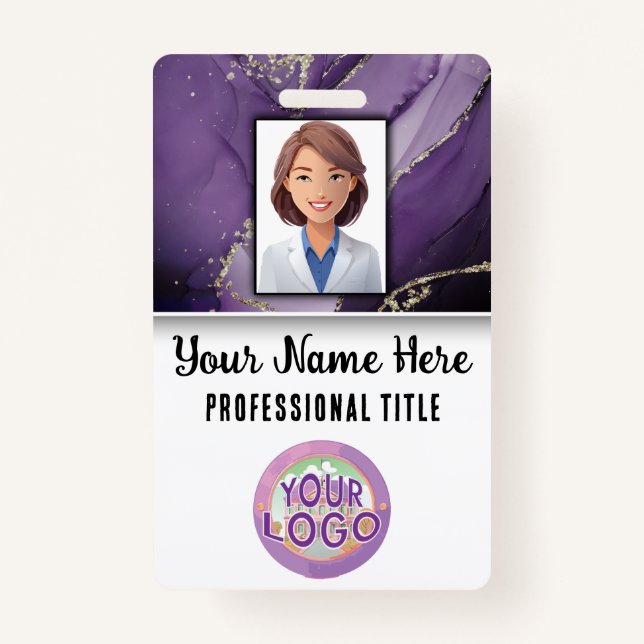 Name Title Logo Nurse Doctor Medical Staff ID Badge (Front)