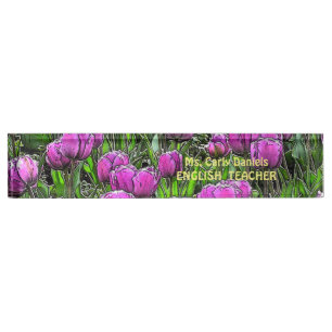 NAME,TITLE, OCCUPATION FLORAL ACRYLIC  NAMEPLATE
