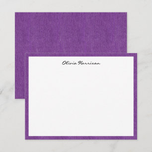 Name Trendy Girly Purple Denim Print Frame Card