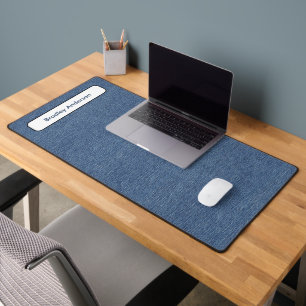 Name Trendy Minimalist Blue Denim Print Desk Mat