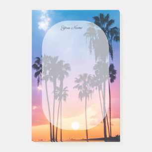 Name Tropical Vibrant Rainbow Sunset Palm Tree Post-it Notes