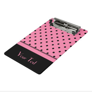 Name Tube Sock Black Polka Dots hot pink Mini Clipboard