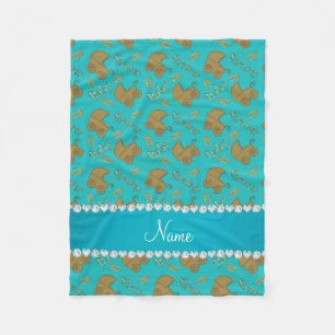 Name turquoise gold baby carriages pins baby fleece blanket