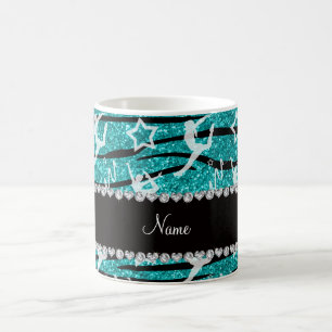 Name turquoise gymnastics glitter zebra stripes coffee mug