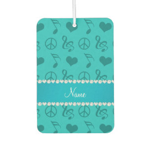 Name turquoise music notes hearts peace sign car air freshener