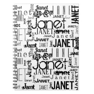 Name Typography Black and White Notebook