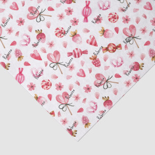 Name, Valentines Day Hearts and Candy Tissue Paper