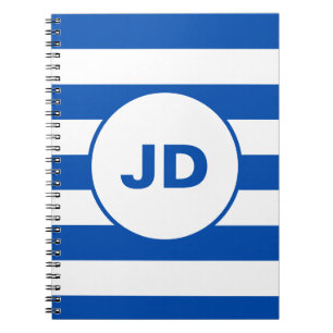 Name Vintage Classic Blue & White Stripes Notebook