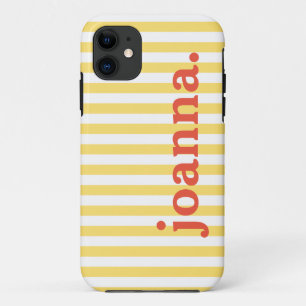 Name / Vintage Classic Yellow & White Stripes iPhone 11 Case