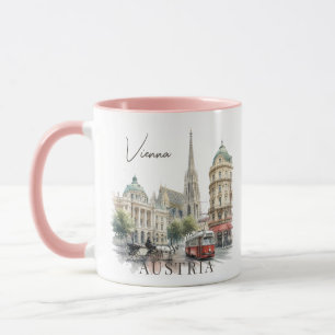 Name Vintage Watercolor Vienna Austria Mug