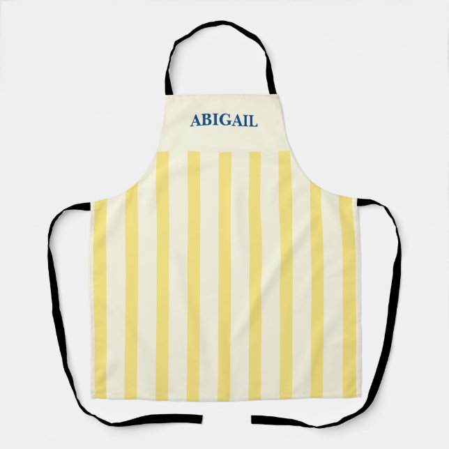 Name Vintage Yellow Stripes Apron (Front)