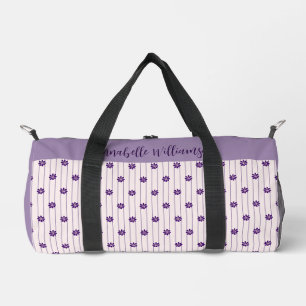 Name Violet & Blush Stripes - Purple Blooms Small Duffle Bag