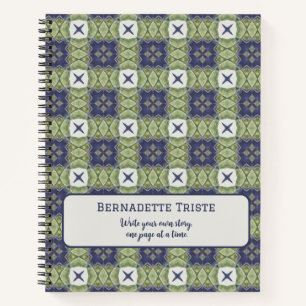 Name Watercolor Abstract Square Geometric Blue Notebook