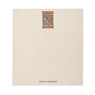 Name Watercolor Antique Books Notepad