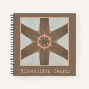 Name Watercolor Geometric Pinwheel Pattern Brown Notebook