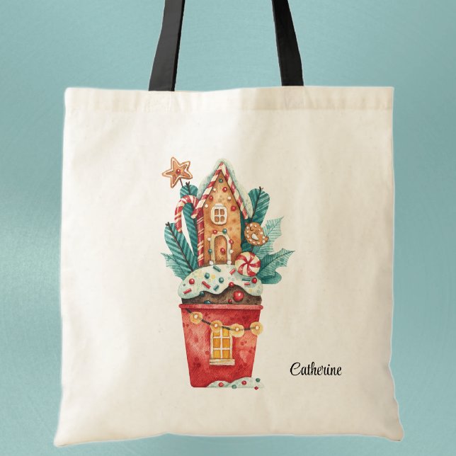 Name, Watercolor Magical Sweets House Tote Bag (Creator Uploaded)
