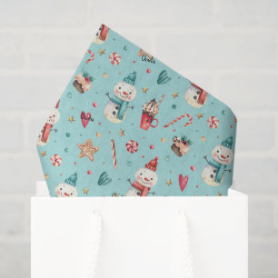 Name, Whimsy Snowman Sweets and Hearts Tissue Paper