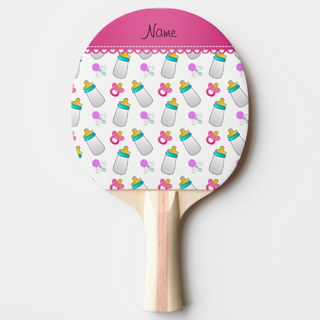 Name white baby bottle rattle pacifier ping pong paddle (Front)