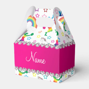 Name white cheerleading rainbow unicorns stars favour box