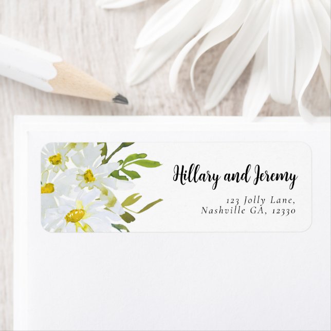 Name White Daisy Baby Shower Return Address  (Insitu)