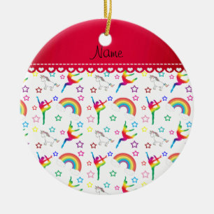 Name white gymnastics rainbows unicorns ceramic tree decoration