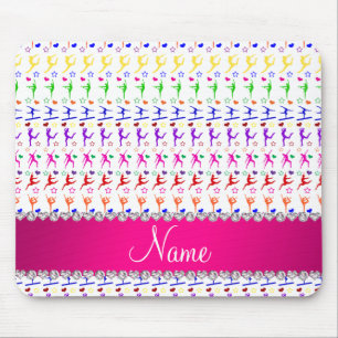 Name white pink rainbow gymnastics hearts stars mouse mat