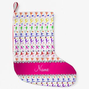 Name white pink rainbow gymnastics hearts stars small christmas stocking