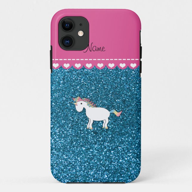 Name white unicorn sky blue glitter Case-Mate iPhone case (Back)