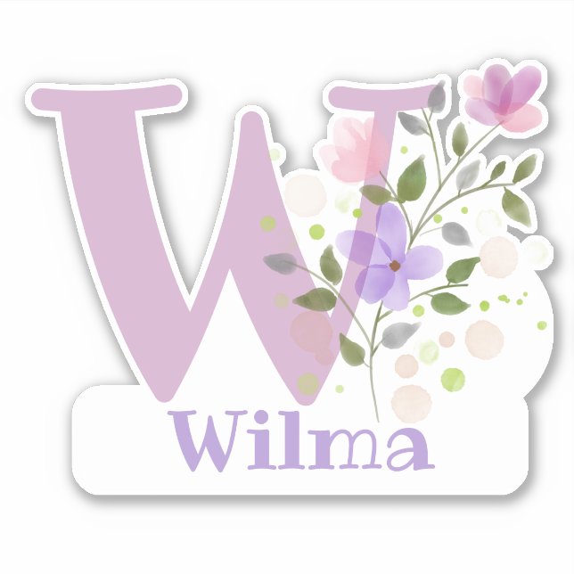 Name Wilma with the Letter W Sticker Cut-Out (Front)