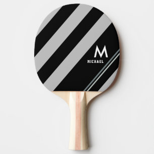 Name with Diagonal Black Stripes Ping Pong Paddle