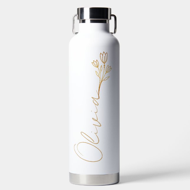 Name with Flower Water Bottle (Front)
